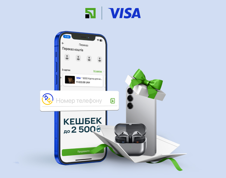 Смартфони та кешбек за перекази за номером телефону з Visa